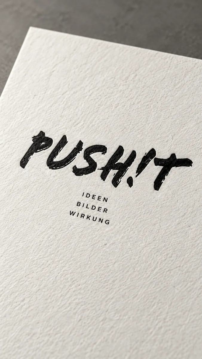 PUSHIT auf hochwertigem Printmaterial