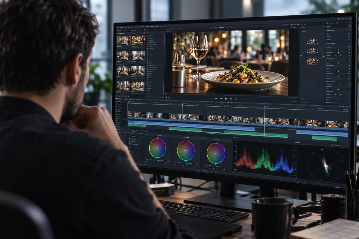 Schnitt und Farbgestaltung am Monitor